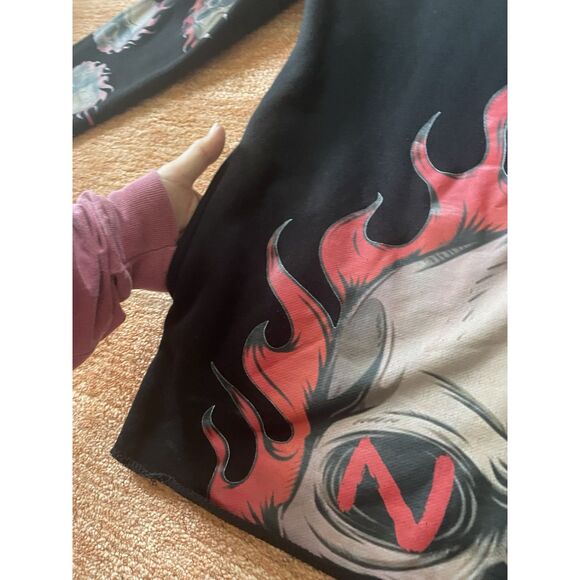 None Of Kind Black Flame Skull Graphic Hoodie M Streetwear - Picture 3 of 6
